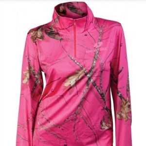 Mossy Oak pink camo quarter zip pullover m